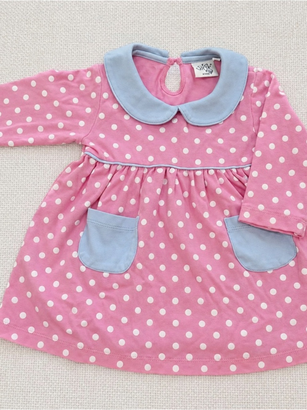 Polka Dot Pink & Light Blue Pocket Dress - Kids Shirt & Top